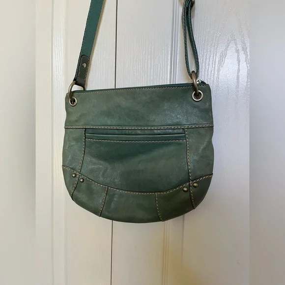 Fossil Green Crossbody Bag with Silver Accents - Picture 2 of 9